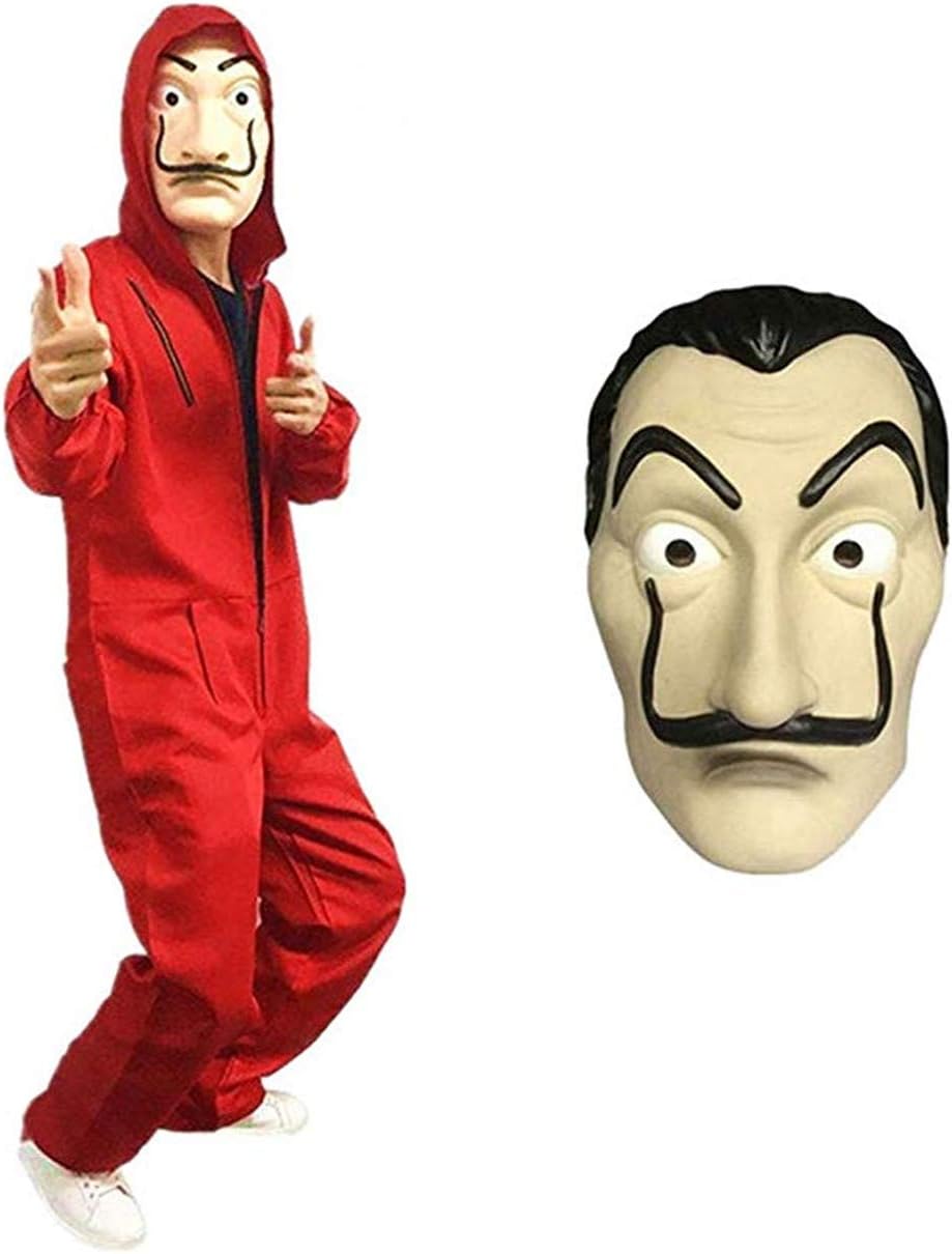 Griony La Casa De Papel Costume with Masks Halloween Cosplay Money Heist Costume Red Jumpsuits for Adult Children