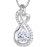 JIWOY Infinity Necklace Birthstone Pendant 925 Sterling Silver Jewelry for Women