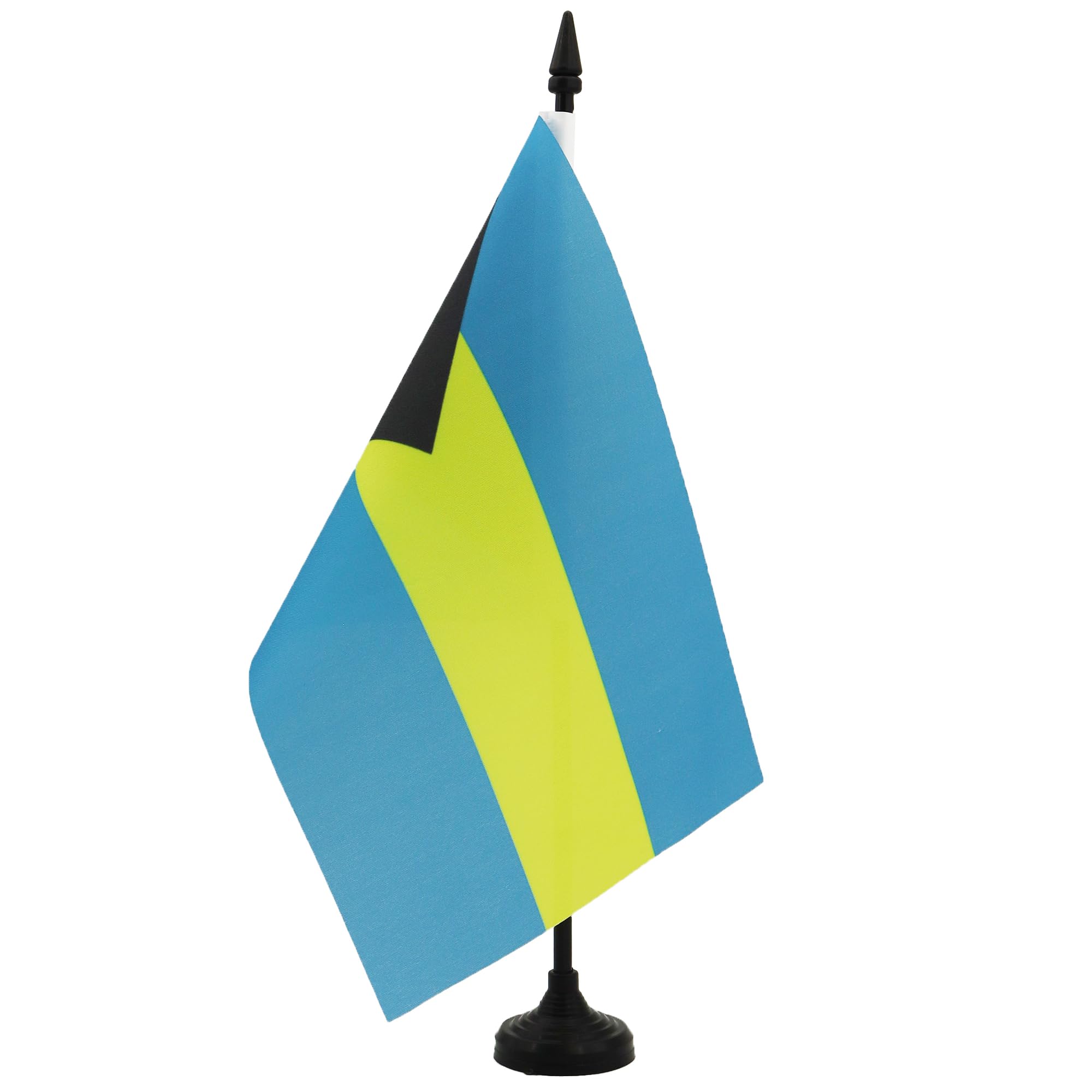 AZ FLAG Bahamas Table Flag 5'' x 8'' - Bahamian Office Decoration 100% Polyester 21 x 14 cm - Mini Desk Flag with Pole and Black Plastic Base
