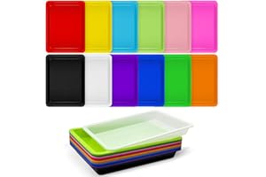 WHKVNNG 12 Colors Plastic Art Trays,12 Pack Colorful Activity Crafts Tray,Activity Serving Tray, Plastic Art Art Trays for DIY Projects,Beads,Painting,Jewelry