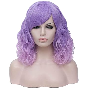 Amazon Com Asincbd Purple Pink Wigs For Women Short Curly Wavy