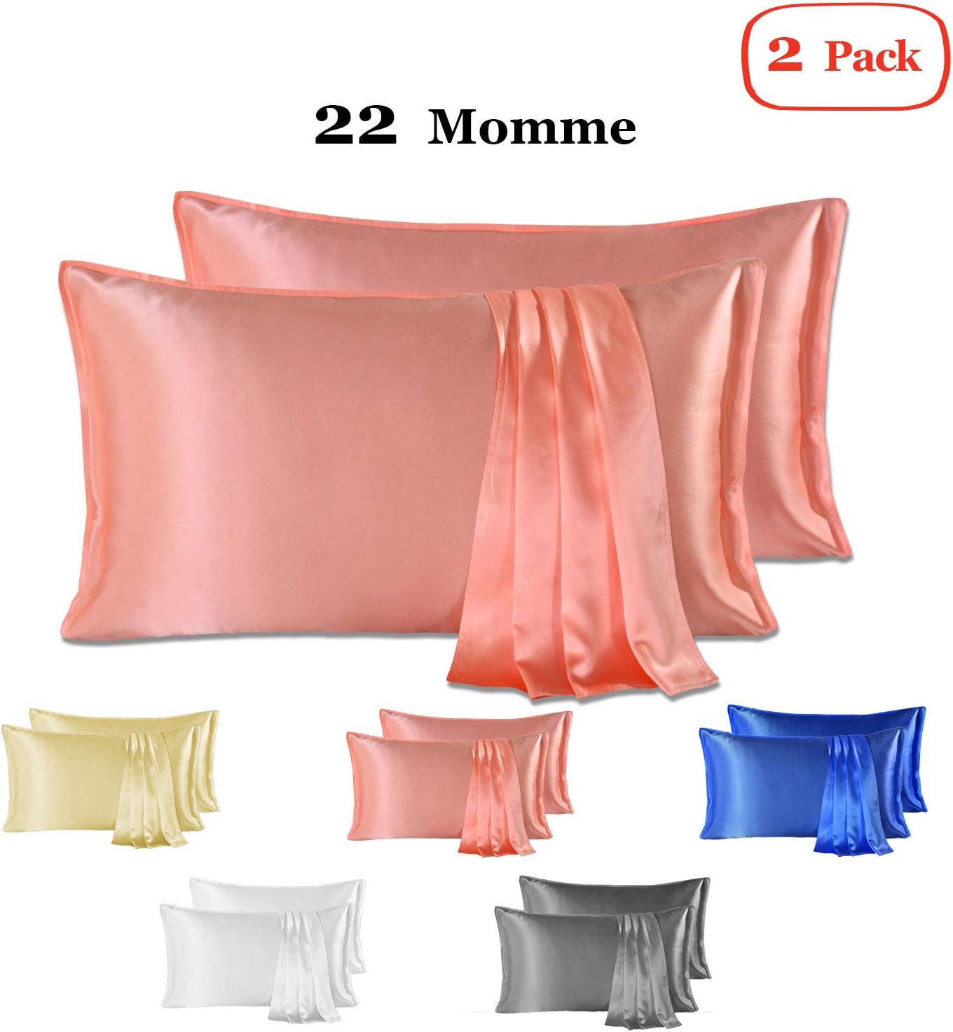 Silk Pillowcase Pink Set with 20 Momme 100 Pure Mulberry Silk