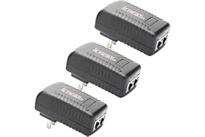 iCreatin 3-Pack Wall PoE Injector Power Suppy Over Network Adaptor 802.3af 48V 24W 0.5A for Security IP Cameras IP Phones, 10