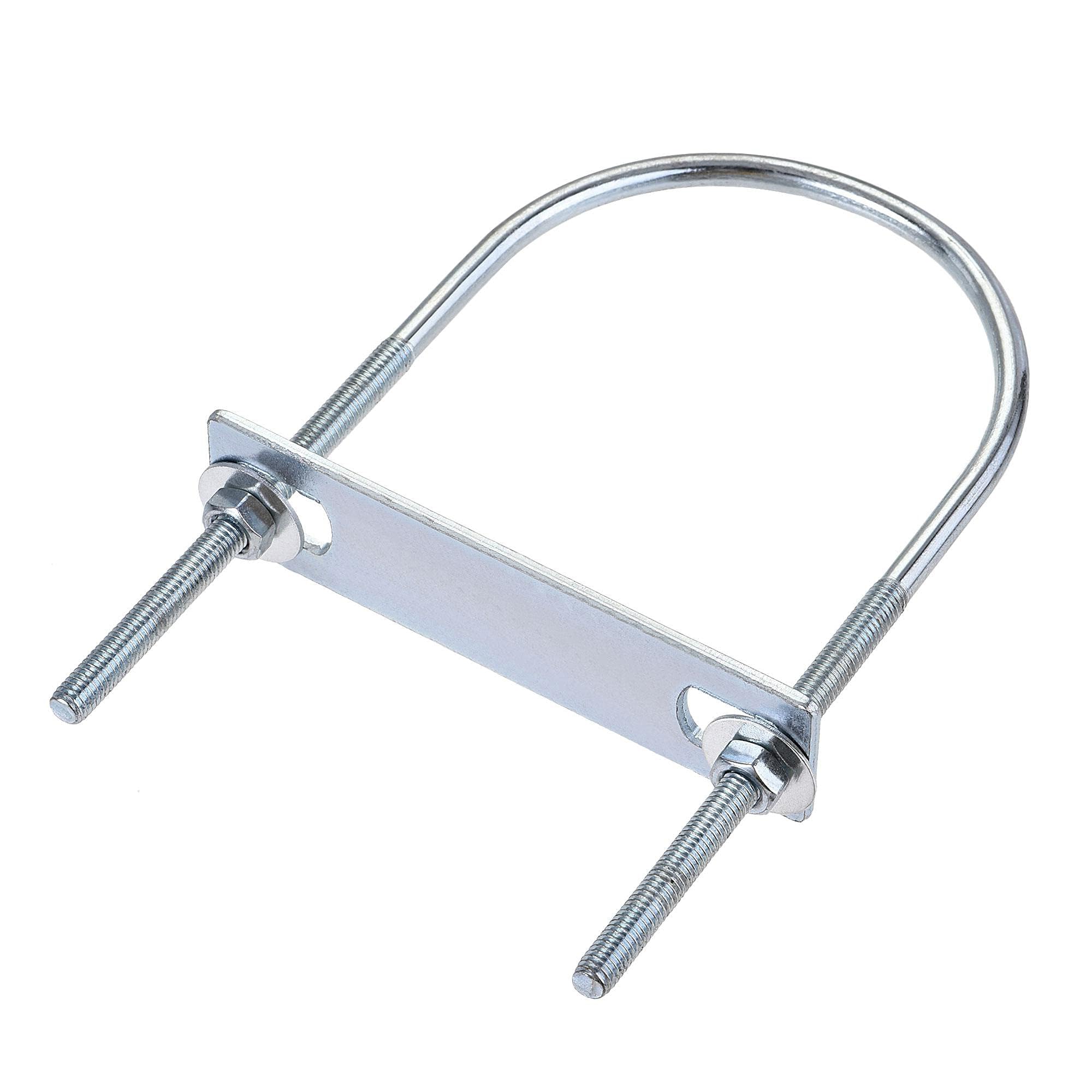 MACHSWON Round U-Bolt,2 Set Zinc Plated Alloy Steel M6 U Bolts 76mm(3") Inner Width 150mm Length with Nuts and Frame Plate for Automobiles Boat Trailer