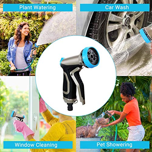 Dr. Prepare Garden Hose Nozzle, EForces Heavy-Duty Garden Hose Nozzle with 100% Metal Body, 9 Spray Patterns, and Flow Control Knob for Watering Plants, Cleaning, Car Wash, and Bathing Pets - Thumbnail 5