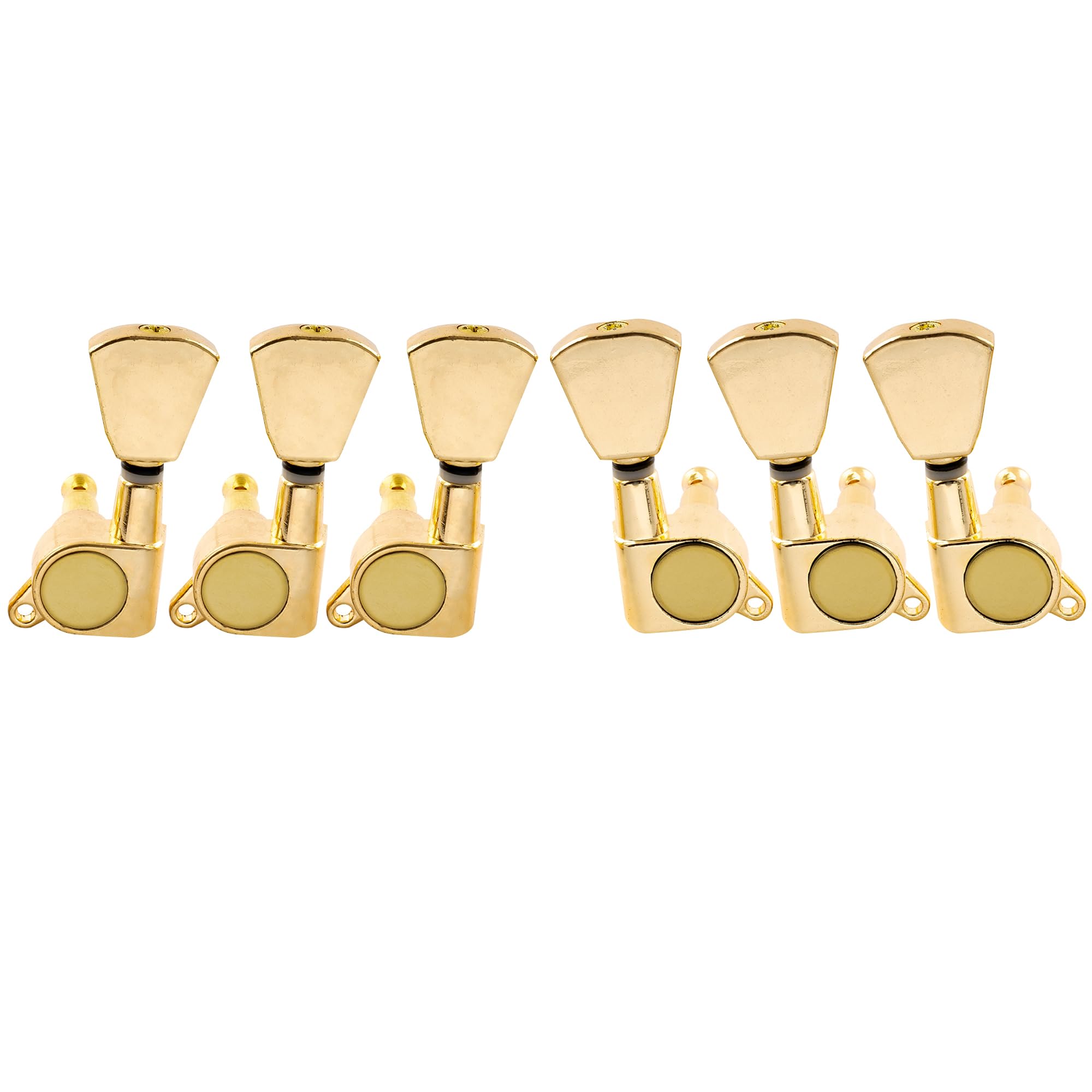 Musiclily 3+3 Sealed Guitar Tuners Tuning Pegs Keys Machine Heads Set for Electric/Acoustic Guitar, Keystone Button Gold