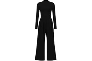 PRETTYGARDEN Jumpsuits For Women Dressy Fall Fashion Clothing 2025 Long Sleeve Mock Neck Date Night Rompers Business Outfits