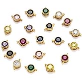 KitBeads 10pcs Micro Pave Round Links Clear Crystal Double Loop Charms Real Gold Plated Round Connector Charms for Jewelry Making