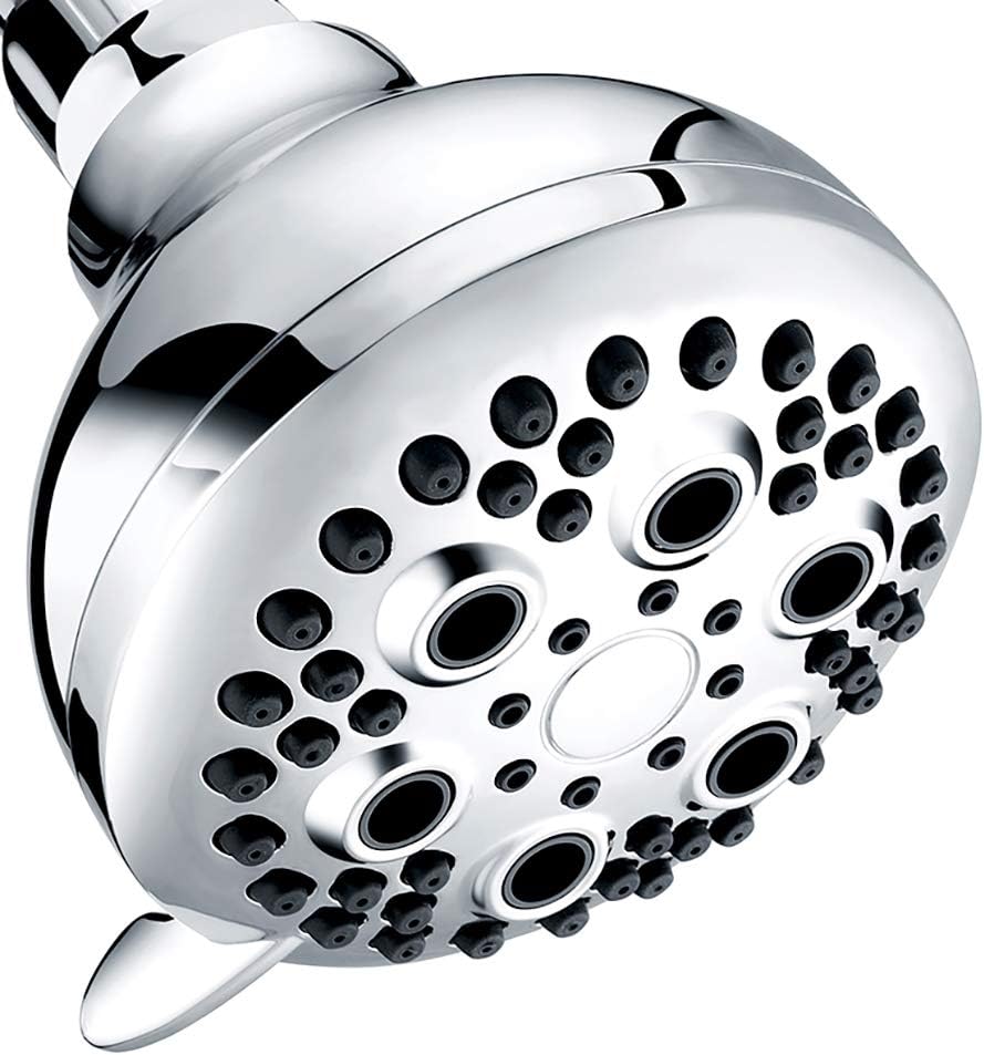 Wassern Shower Head, High Pressure Flow with Water Saving Trickle Mode Intake Air Wall Mount Massage Rainfall Powerful Rain Spray 3.5inch 74 Jets 5 Setting Adjustable Swivel Joint Chrome