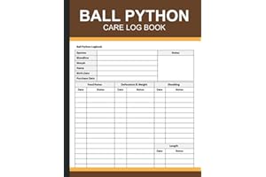 Ball Python Care Log Book: Ball Python Logbook, Ball Python Care Journal, Keep Record of Bloodline, Birth & Purchase Date, Feed Notes, Shedding, Humidity, Temperature, Etc. 100 Pages