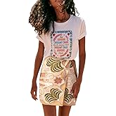 Talakeno Womens Summer Floral Wrap Short Skirt Tie Side High Waist A Line Beach Vacation Boho Mini Skirt