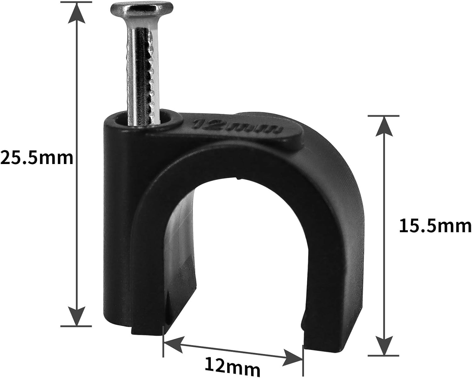 TOPSKY Round Cable Clips 12mm Black Pack of 100 BigaMart