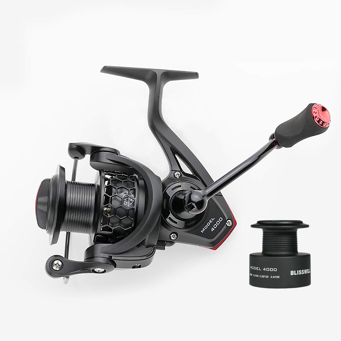 [2017 New] BLISSWILL Spinning reel Smooth 12+1BB Spinning Fishing Reel CNC Machined Carbon Fiber Drag Right/Left Retrieve Inshore Spin Reel for Saltwater and Freshwater (Model 2000)