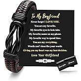 Hoyazvet Gift for Men Infinity Knot Cuff Bracelet for Men Dad Husband Boyfriend Son Black Braided Leather Forever Linked Together Stainless Steel Engraved with Love You Forever Gifts Jewelry 7.5-9inch