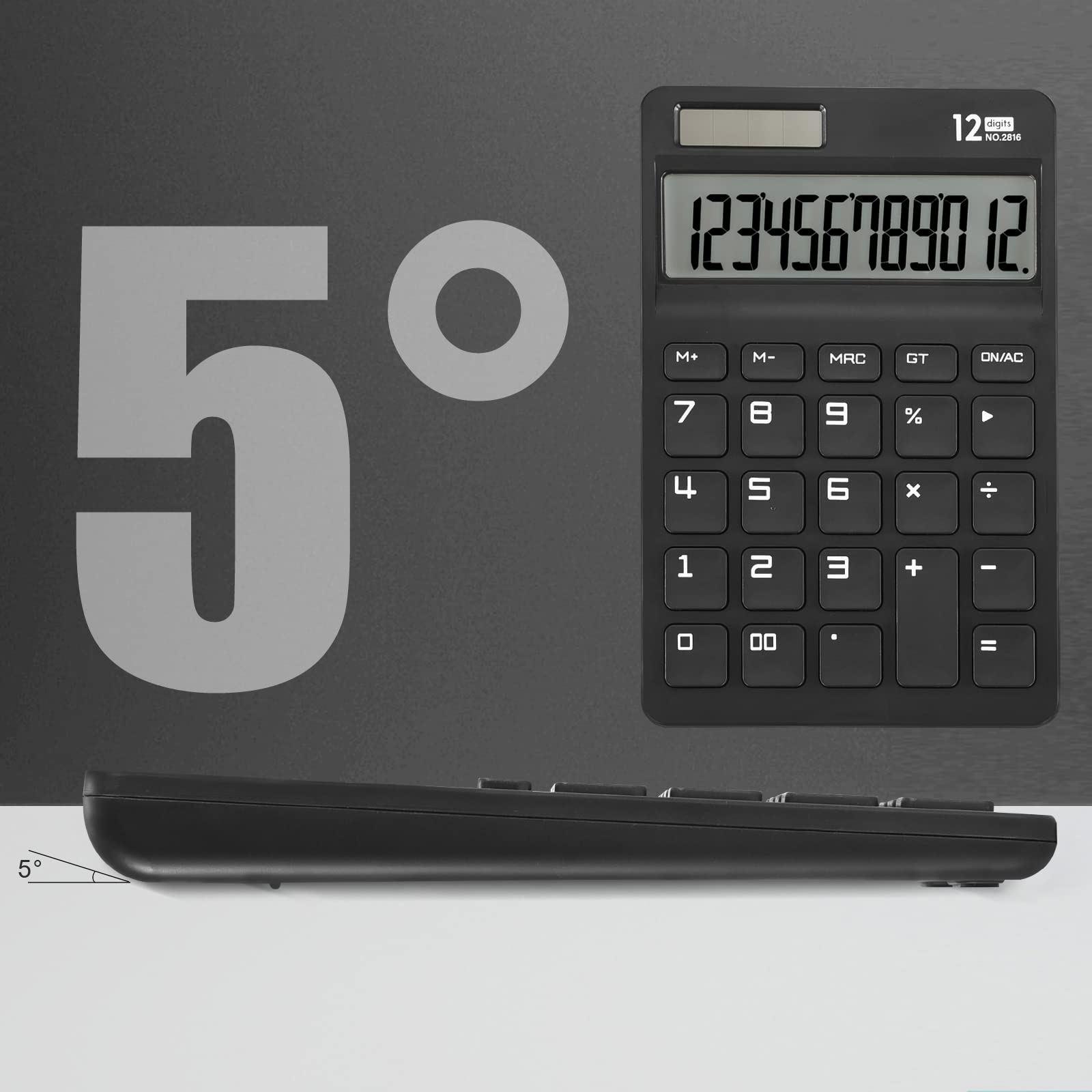 EooCoo Basic Standard Calculator 12 Digit Desktop Calculator with Large LCD Display for Office, School, Home & Business Use, Modern Design