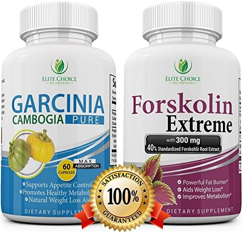 Forskolin &amp; Garcinia Best Weight Loss Bundle - Highest Standardized Forskolin at 40% &amp; Safest &amp; Most Effective Garcinia at 60% HCA - Best Appetite Suppressant Fat Burner Supplement Duo