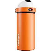 POWCAN 18 oz Steel Insulated Water Bottle: 2-in-1 Push-Button Spout & Quick-Flip Straw, Leakproof, Cold 24Hrs, Lockable, Fits Car Cup Holder, Ideal for Sports, Trip, Gym, School, Gift (Sunny Puppy)