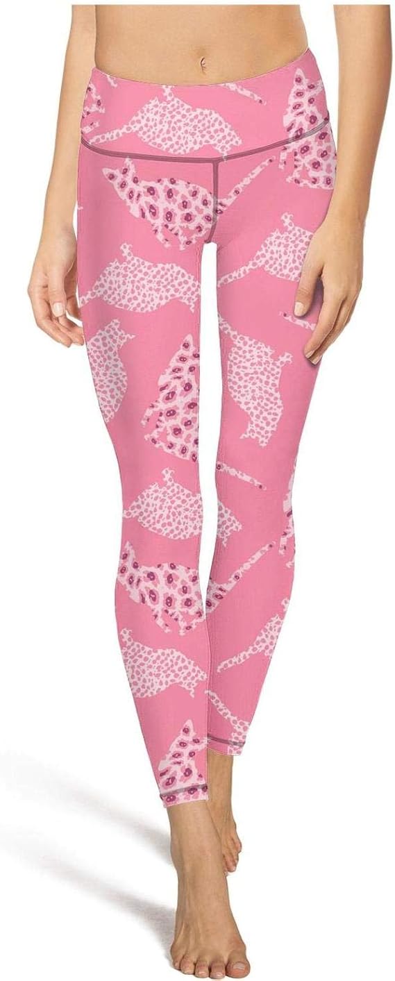 Pink Leopard Print Cats Women�s Cute Yoga Pants