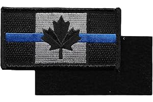 BOBAGS Canada Flag Thin Blue Line Patch for Police and Law Enforcement with Hook/Loop Fasteners