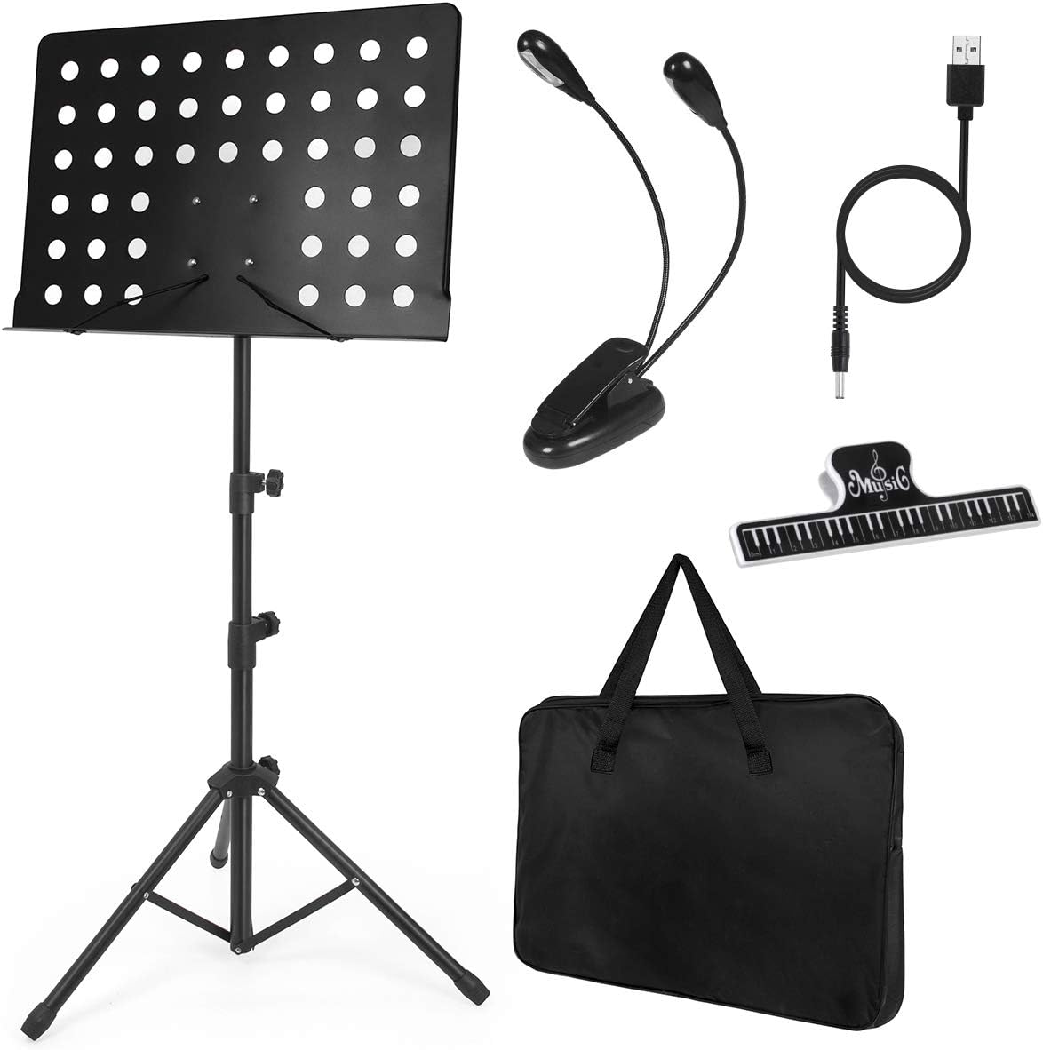 Music Stand for Sheet Music Sturdy Tripod Base Adjustable Height Metal