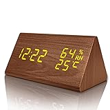 everwood Digital Alarm Clocks Wooden LED Time