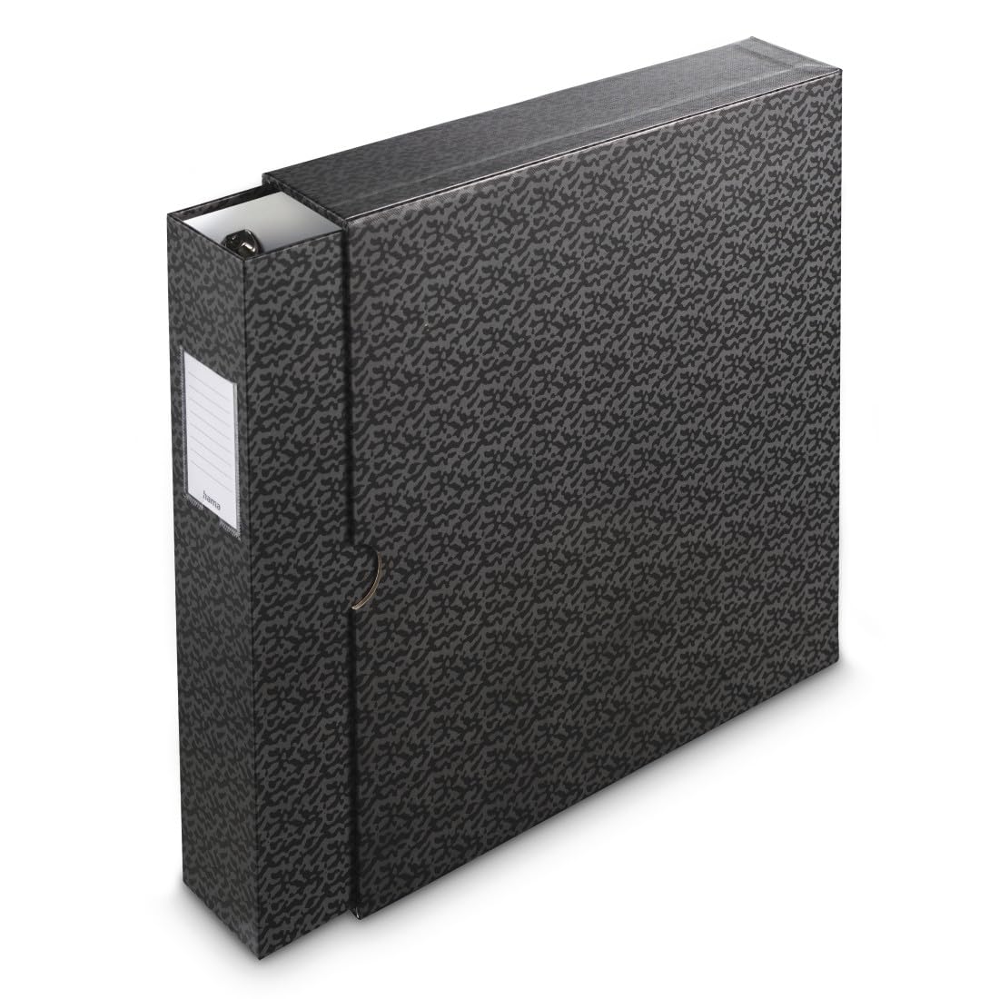 Hama Binder with Slipcase (Suitable for A4, 70mm Spine Width, A4 Ring Binder with 4 Rings, Organizer, File Binder, Ring Binder for Portfolio, Office, documents, Photos, etc.) Black/Grey