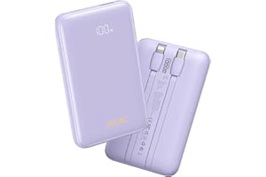 QECVEC Portable Charger 10000mAh, Cell Phone Portable Power Banks with 22.5W PD Fast Charging, Compact Phone Charger Built in