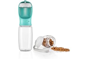 WePet Portable Dog Water Bottle with Food Container, 19 OZ + 6 OZ, Leak Proof Puppy Water Dispenser with Drinking Feeder for Pets Outdoor Walking, Hiking, Travel, Food Grade Plastic