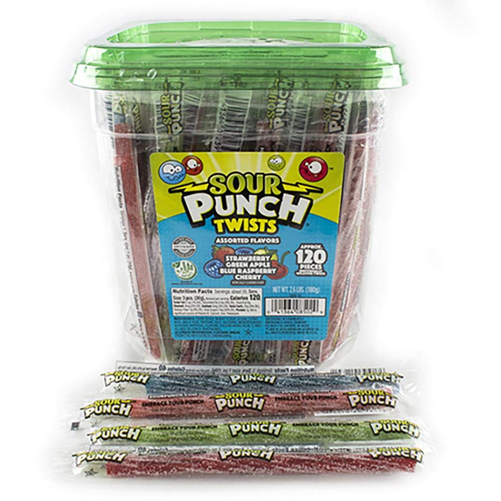 Sour Punch Sour Punch Twists, 4 Flavor Individually Wrapped Sweet & Sour Candy, 6 Inch, 2.6LB Jar : Grocery & Gourmet Food