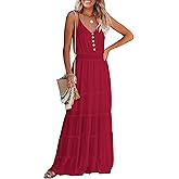 PRETTYGARDEN Women's 2026 Summer Maxi Dress Spaghetti Strap Sleeveless High Waist Beach Vacation Long Sundresses