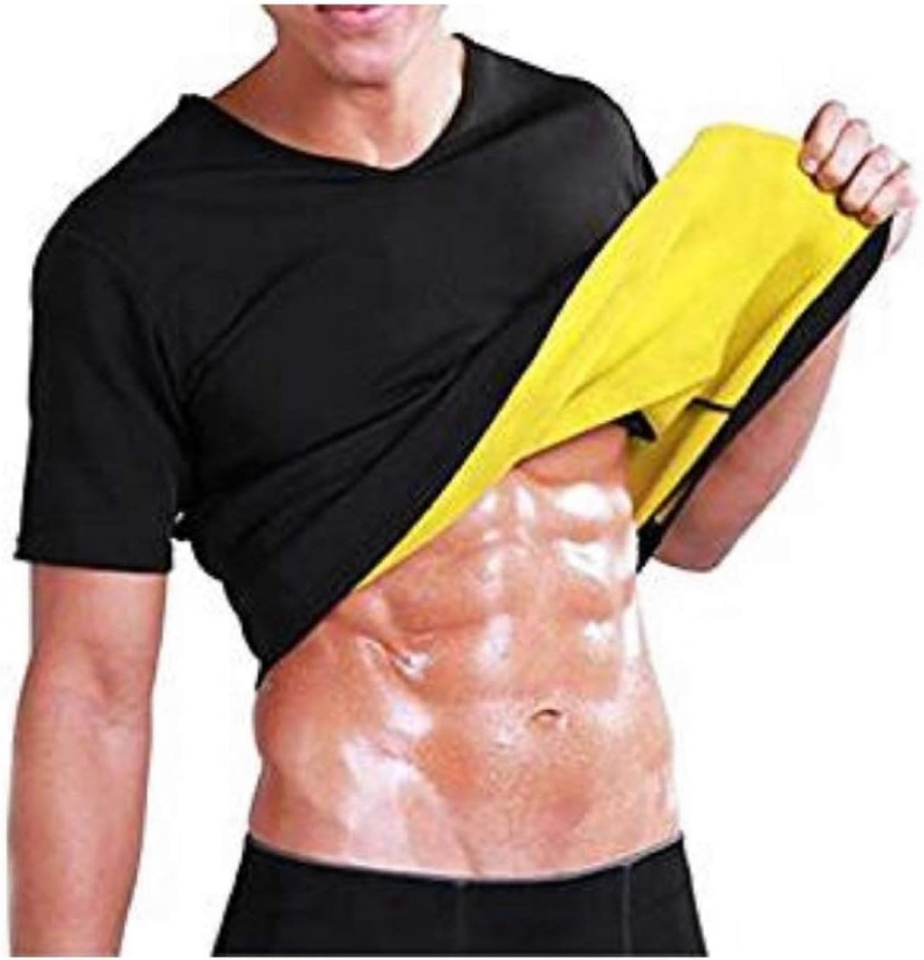 Rera Men's Thermal Body Slimming Shirt Shapers Compression Slim Shirt Neoprene Waist Trainer Body Slim T-Shirt