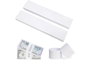 L LIKED 100 PCS Money Bands, Self Sealing Currency Money Straps for Bill Wrappers, Blank, White