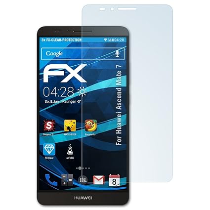 atFolix Schutzfolie kompatibel mit Huawei Ascend Mate 7 Folie, ultraklare FX Displayschutzfolie (3X)
