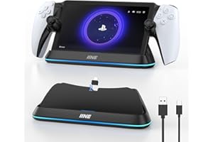 IINE Charging Dock Station for PlayStation Portal, Charger Stand for PS Portal with RGB Light and Magnetic Type C Port, Non-Slip Charge Base Holder for PlayStation 5 Portal Console (Black)