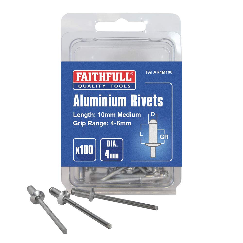 Faithfull FAIAR4M100 Aluminium Rivets 4mm Medium (100)