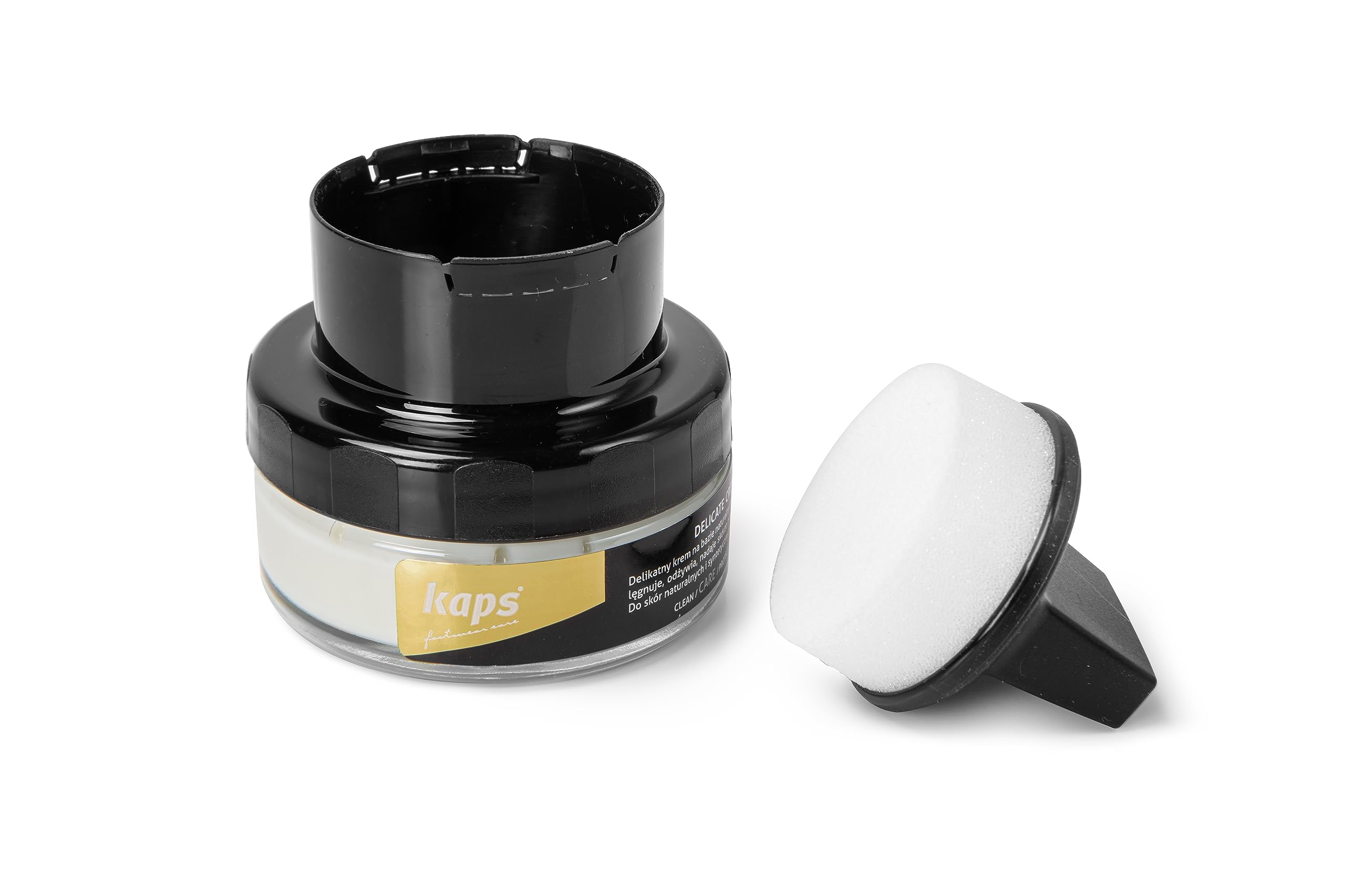 Kaps Shoe Cream with Sponge Applicator, Intensive Leather Care and Nourishing, Delicate, 70 colours (100 - neutral/transparent), 50ml - 1.70 fl.oz., 100 - Neutral / Transparent