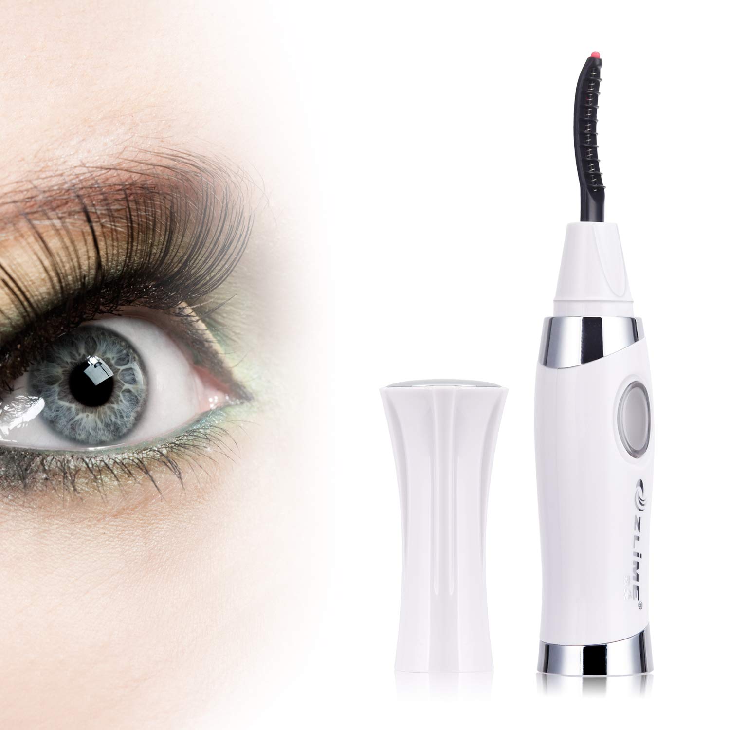 Heated Eyelash Curler, Portable Electric Heated USB Rechargeable Eye Lashes Curve Curler Mini Size Makeup Tool [White]