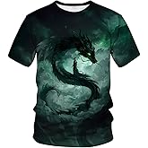LAOLIUSN Traditional Chinese Dragon T-Shirt Funny Anime Graphic Tee Shirt