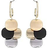 Black White Earrings for Women Teen Gifts Dangle Drop Fashion Geometric Statement Jewelry