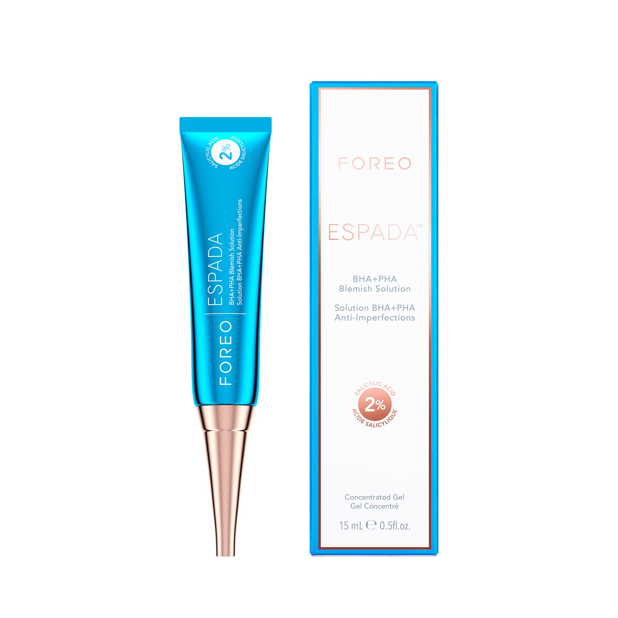 FOREO ESPADA BHA+PHA Blemish Solution 15 ml, Acne Treatment & Blackhead Remover, Face Care, 2% Salicylic Acid, Witch Hazel, Tea Tree Oil, Niacinamide, Dermatologist-Tested, Cruelty-Free & Vegan, Blue