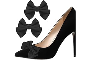 2Pcs Detachable Black Bow Shoe Clips for Women Dress Shoes, Decorative Shoe Clips Decorations Supplies Black Bow Shoes Access