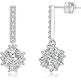 S925 Sterling Silver Cubic Zirconia Drop Dangle Earrings for Women, Hypoallergenic Lightweigh Jewelry for Daily Wear