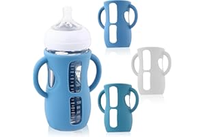 Hranio Silicone Bottle Covers Silicone Sleeve for Avent Natural Glass Baby Bottles Fits Philips Avent Glass Bottle Sleeve Phillips Avent Glass Bottles 8oz (3 Pcs)