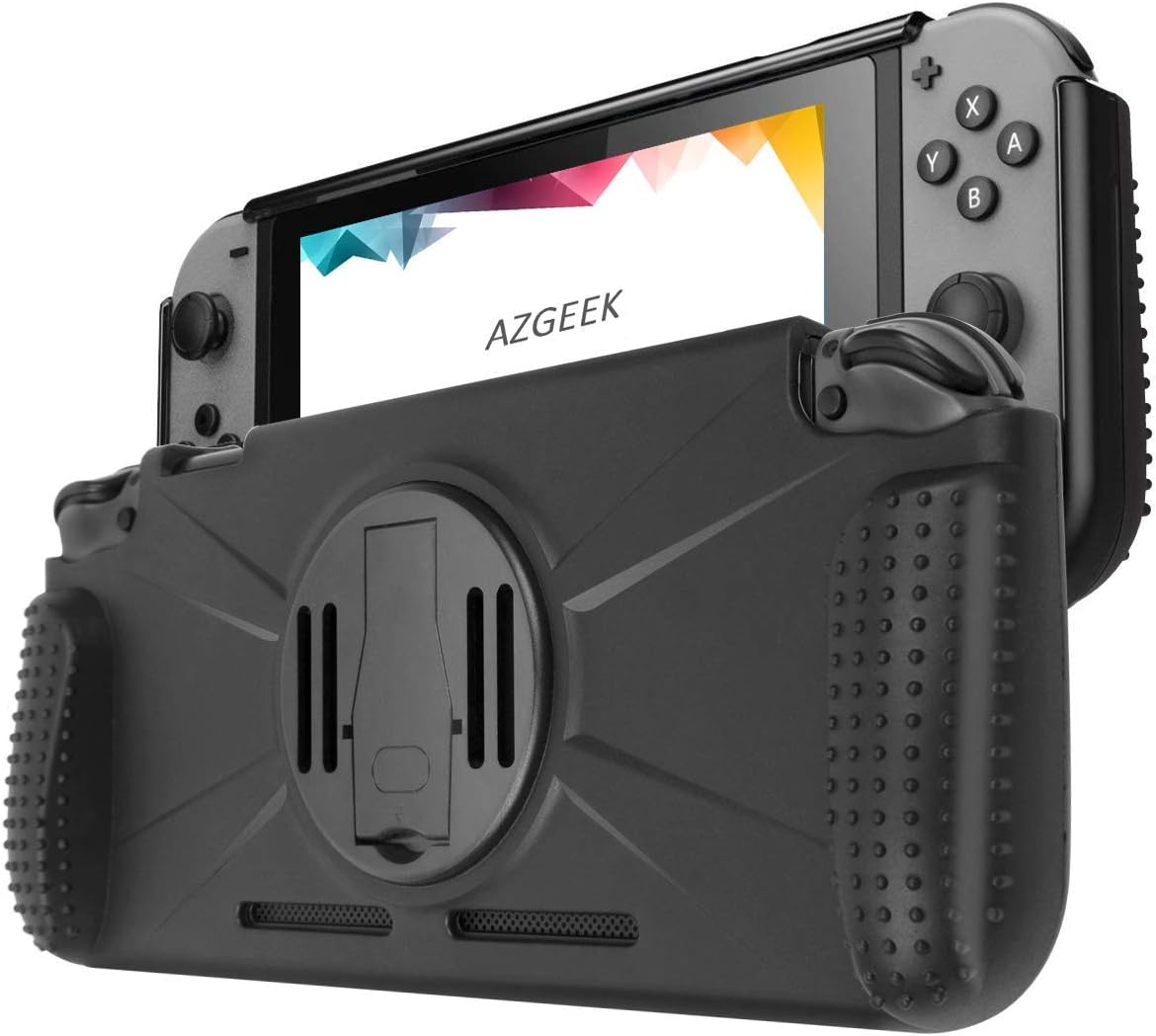 AZGEEK Protective Case Compatible for Nintendo switch, Carrying and Portable Cover with Shock Absorbing and Scratch Resistant Design (Black)