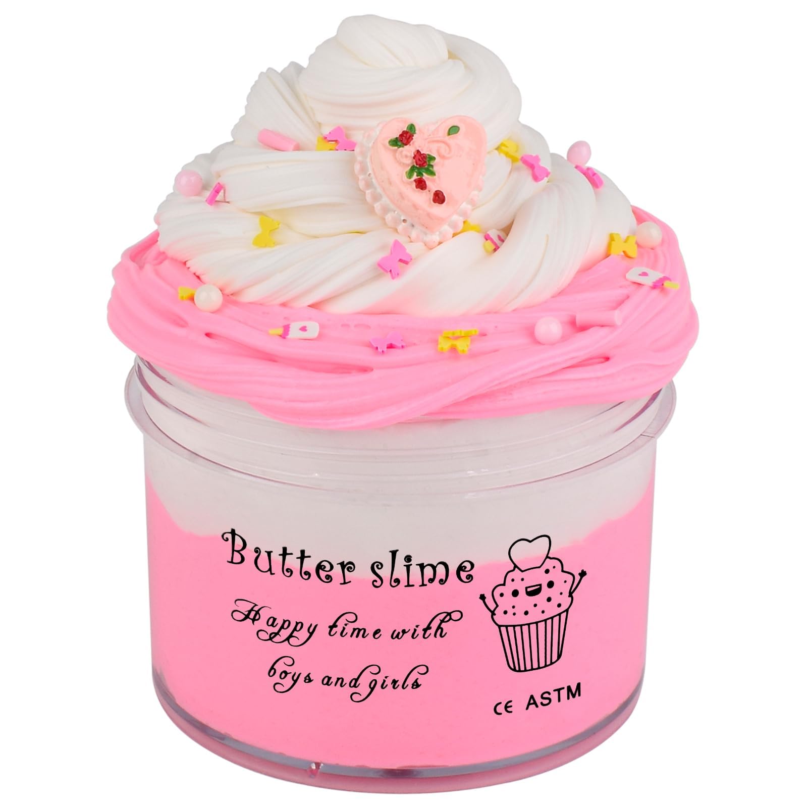 Butter Slime Kit for Kids - Super Soft, Non-Sticky, Scented Pink Cake Slime - Perfect Party Favors for Girls & Boys (7OZ 200ML)