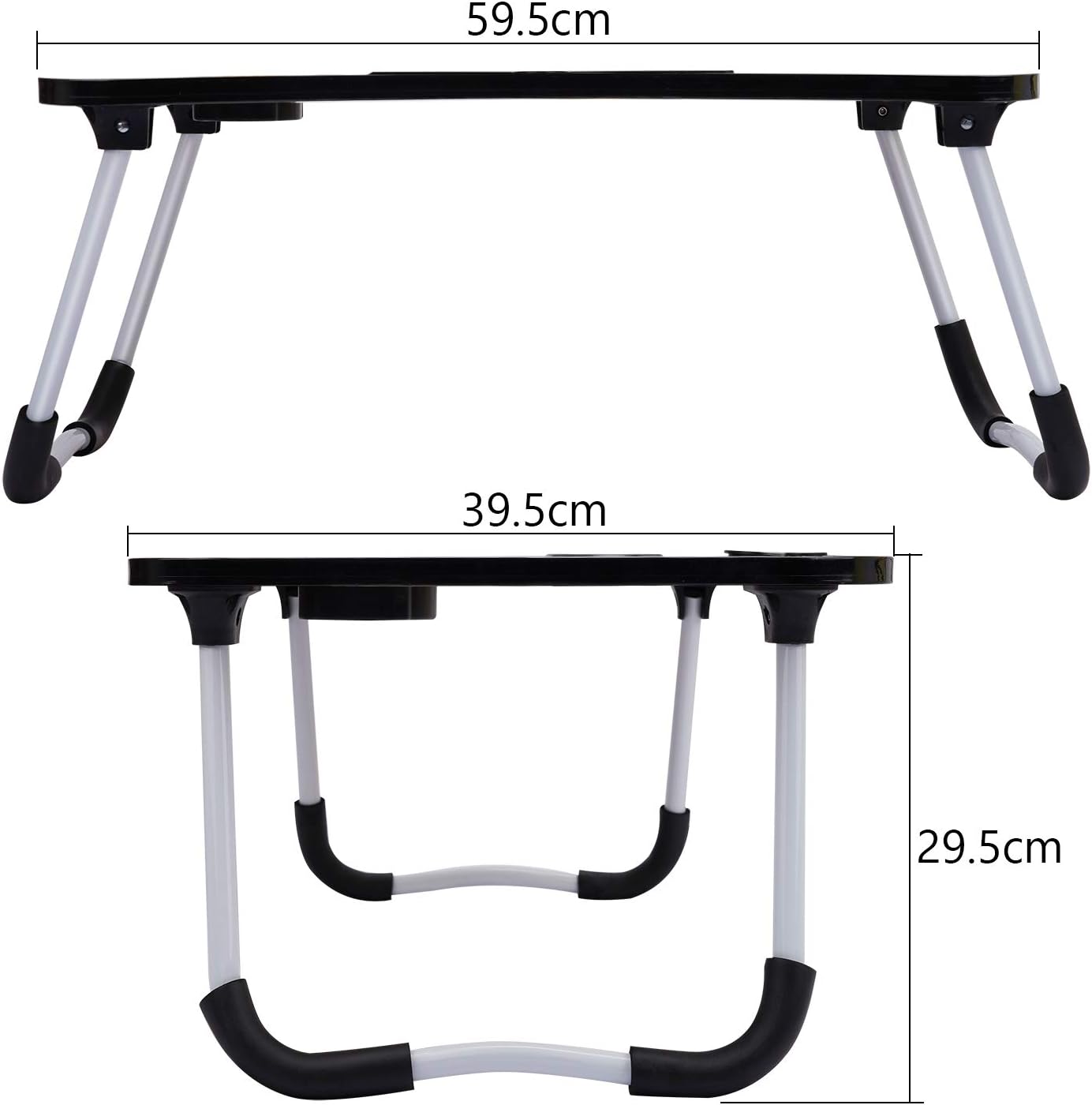 Laptop Bed Table,Portable Lap Desk,Notebook Stand Reading Holder,Notebook Table Dorm Desk with Foldable Legs & Cup Slot,for Eating Breakfast,Reading,Watching Movie on Bed/Sofa (Black) - Image 4