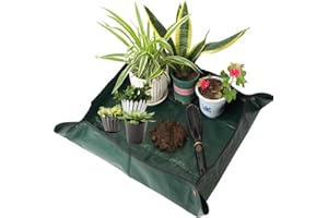 dukclyn 30" X 30" Large Repotting Mat for Indoor Plant Transplanting, Green Plant Waterproof Potting Mat Dirt Control Portable Potting Tray Gardening Gifts for Plant Lovers for Women & Men