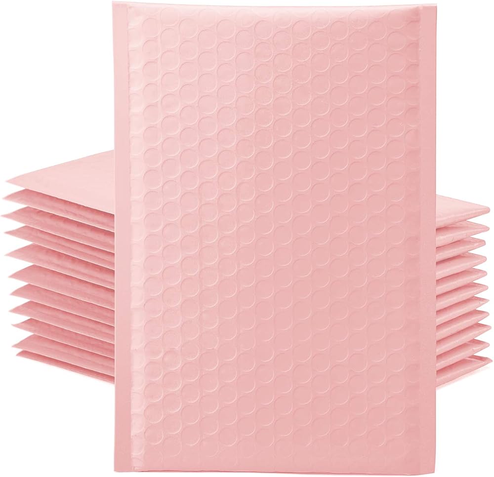 Switory 50Pcs Pale Pink Bubble Mailers 10.2x17.7cm Self Seal Poly Mailers