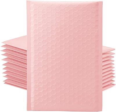 Switory 50Pcs Pale Pink Bubble Mailers 10.2x17.7cm Self Seal Poly Mailers