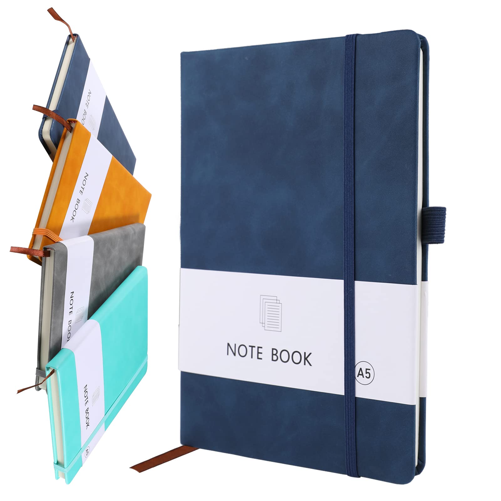 A5 Notebook, PU Leather Journal Notepad for Office School Home Business Writing & Note Taking 200 Pages (100 Sheets)-Blue